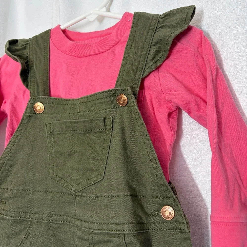 BCBG Girls Green Shortall Overall Dress Pink Carhartt 0nesie Lot Cottage 2T 24M